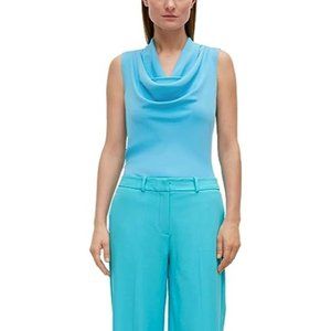 Dana Buchman Womens Common T-Shirt Cowl Neck Sleeveless Sky Blue Size Small